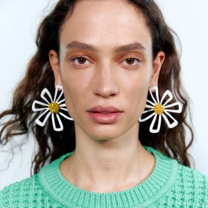 European And American Women's Large Metal Flower Earrings
